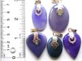 Blue agate stone pendant in assorted geometrical design with assorted pattern decor on top, assorted design randomly pick