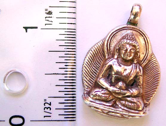 Guanyin buddha pendant, religious jewelry sterling silver   