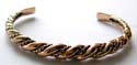 100% pure bronze bangle bracelet in wavy twist rope pattern design