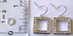 Fashion earring in carved-out square pattern design with multi mini clear cz embedded around, fish hook back