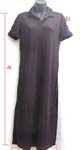 One piece through black stretchable long skirt; open neck with small collar; short sleeve