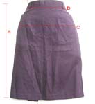 Black natural rise fashion lady's skirt with polyester inner layer; medium length; two front pockets; zipper hook and eye back closure; open on the back bottom