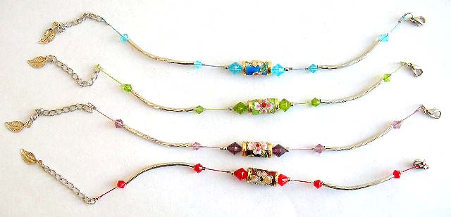 wholesale chinese jewelry, handmade cloisonne flower enamel beaded bracelet from China jewelry importer
