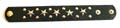 Fashion bracelet with multi rounded and star button decor on black wide imitation leather band design, double botton end to close