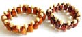 Fashion stretchy bracelet with multi assorted pattern decor olive shape wooden beads inlaid, assorted desgn randomly pick