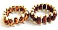 Fashion stretchy bracelet with multi assorted pattern decor olive shape wooden beads inlaid, assorted desgn randomly pick