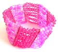 Fashion stretchy bracelet in multi dark and light pinkish beaded string design