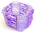 Fashion stretchy bracelet in multi connected dark and light purple beaded string design 