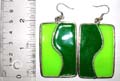 Fashion fish hook earring in wave line central decor dark or light green color rectangular pattern design