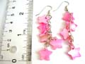 Fashion earring with multi pinkish star shape seashell design, fish hook back for convenience closure