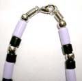 Fashion necklace with multi light purple, black beads and pearl silver bead inlaid
