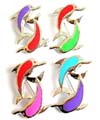 Hand crafted enamel fashion pin  double dolphin pattern design, assorted color randomly pick 