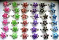 Fashion ring with enamel color star pattern decor at center, 36 pieces per tray, assorted color and size randomly pick 