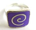 Fashion ring with swirl pattern decor purple square pattern at center, 36 pieces per tray, assorted color and size randomly pick 