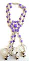 Fashion slave bracelet in double chain design with multi purple imitation stone embeddedflower pattern decor