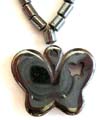 Fashion hematite necklace with a butterfly pendant decor at center