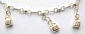 Solid 925. sterling silver anklet with multi mini key lock pattern decor along, jiggle bell at the end