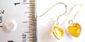 Heart love jewelry, 925. sterling silver fish hook earring with a yellow color heart love cz stone embedded at center