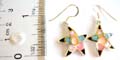 Stamped 925. sterling silver earring with multi color mini seashell chips embedded star pattern design