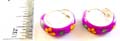 925. sterling silver hoop earring in eanmel purple color with yellow flower pattern decor