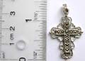 925. sterling silver pendant in flower edge cross pattern design with multi mini marcasite stone embedded on