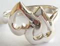 Heart love jewelry trend, double heart lock 925. sterling silver ring