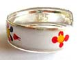 Enamel milky white color sterling silver toe ring with flower tattoo pattern decor