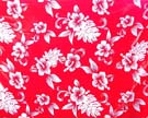 Red sarong wrap with white Hawaii flower design 