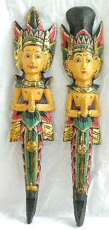 Color painting golden man and lady buddha statue set