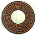 Brown wooden mirror with black puzzle pattern design