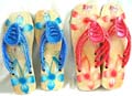 Fashion wooden sandal with heel, flower decor, assorted color randomly pick