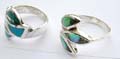 Assorted mother of seashell or abalone seashell sterling silver ring with irregular triangle shape pattern