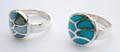 Sterling silver ring with blue mother of seashell or turquoise inlaid