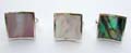 Square shape sterling silver ring with assorted mother of seashell or abalone inlaid
