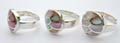 925. sterling silver ring with irregular shape pattern and assorted mother of seashell inlaid