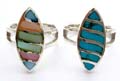 925. sterling silver leaf shape ring with turquoise or assorted mother of seashell embedded