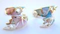 Sterling silver ring with triangle blue/pink mother of pearl seashell in star rain pattern design, randlomly pick by wholesale people 