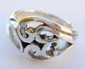 Curls flower pattern design motif sterling silver ring