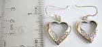 ish hook heart shape frame earring with filigree pattern design and sterling silver inlaid
