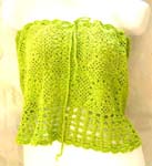 Summer green crochet top with filigree flower and square pattern design 