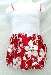 Tropical hawaiian flower dress with elastic top and double robbin string design