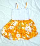 Tropical hawaiian flower dress with elastic top and double robbin string design