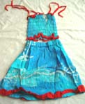 Tie-dye kid dress set with adjustable top and tie on shoulders, also flower cotton layer on dress bottom