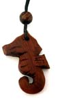 Coconut wooden black cord necklace with seahorse pendant
