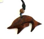 Black cord necklace with coconut wooden dolphin pendant