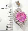 Mini clear cz charm forming in leaf pattern holding a large pinky cz in the center