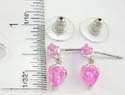 Fashion brass base studs earring motif small heart connected with a big heart design in pinkish color
