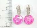 Fashion brass base pinky cz studs earring with a clear cz leaf hanging a big circle