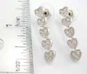 Rhodium studs earring motif 5 heart love pattern forming in a line