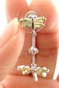 Brass base studs earring motif baby yellow dragonfly connected with a mother dragonfly